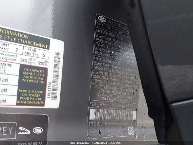 SALRHBBVXHA041738 Land Rover Discovery Hse Luxury