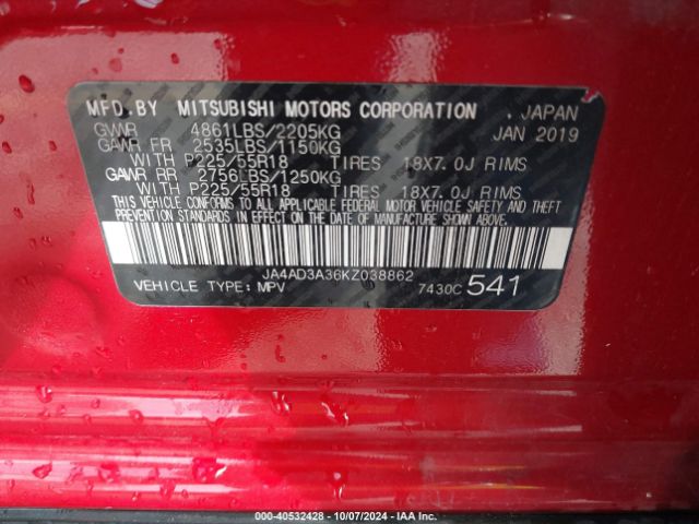 JA4AD3A36KZ038862 Mitsubishi Outlander Sel