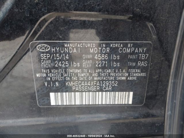 KMHEC4A4XFA129352 Hyundai Sonata Hybrid Limited