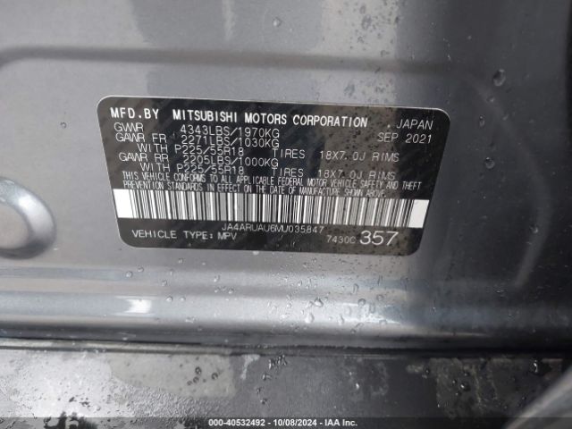 JA4ARUAU6MU035847 Mitsubishi Outlander Sport 2.0 Be /2.0 Es /2.0 Le /2.0 Se