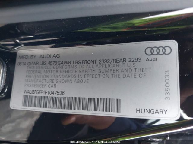 WAUBFGFF1F1047596 Audi A3 2.0t Premium