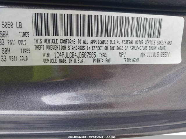 1C4PJLCB4JD587985 Jeep Cherokee Latitude Tech Connect Fwd