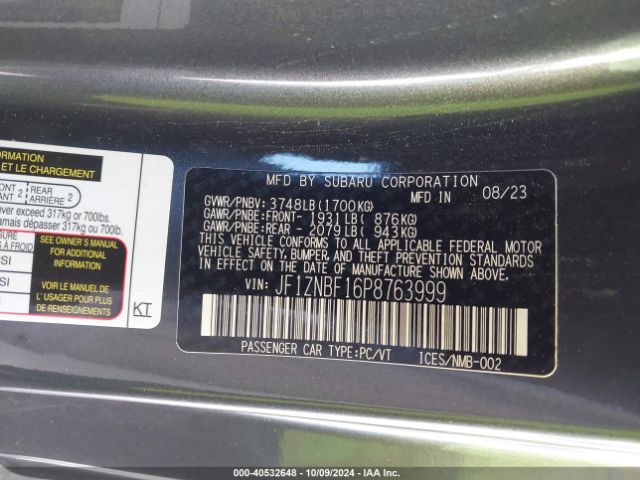 JF1ZNBF16P8763999 Toyota Gr86 Premium