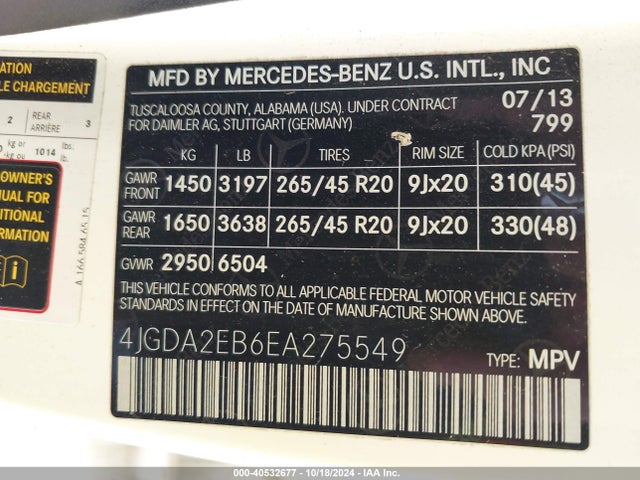 4JGDA2EB6EA275549 Mercedes-Benz Ml 350 Bluetec 4matic