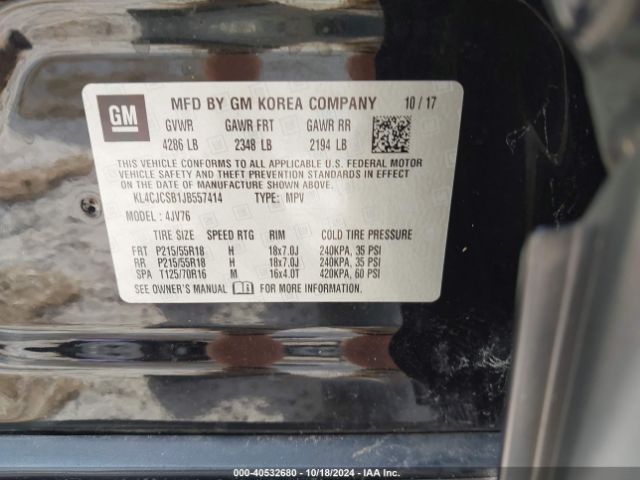 KL4CJCSB1JB557414 Buick Encore Essence