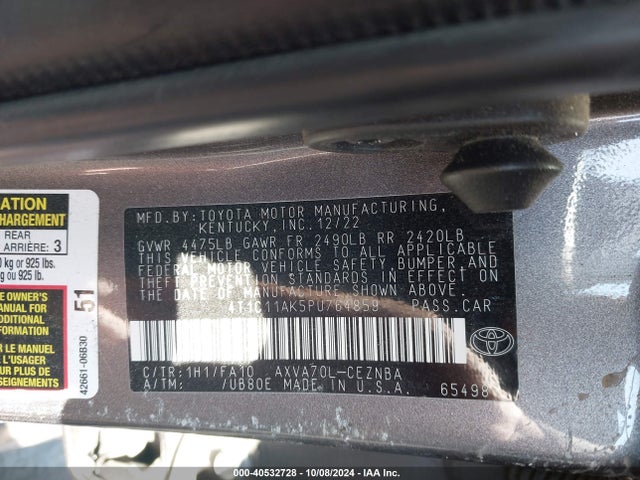 Toyota CAMRY LE 2023 4T1C11AK5PU764859 Image 9