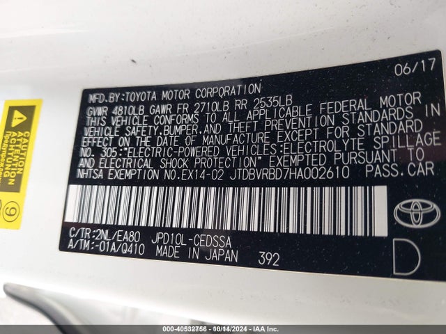 Toyota 4jm 2017 JTDBVRBD7HA002610 Image 9