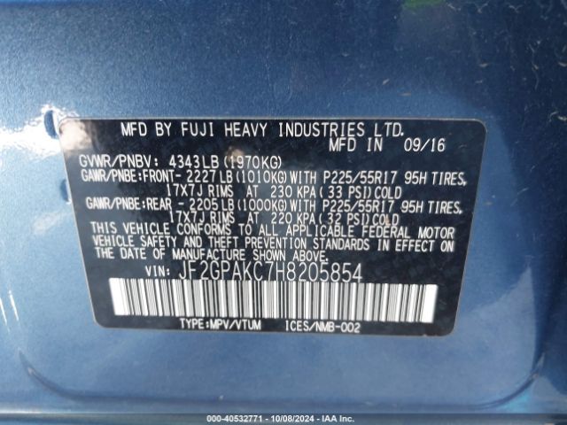 JF2GPAKC7H8205854 Subaru Crosstrek 2.0i Limited