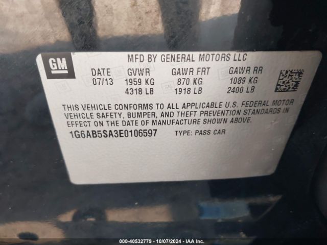1G6AB5SA3E0106597 Cadillac ATS LUXURY