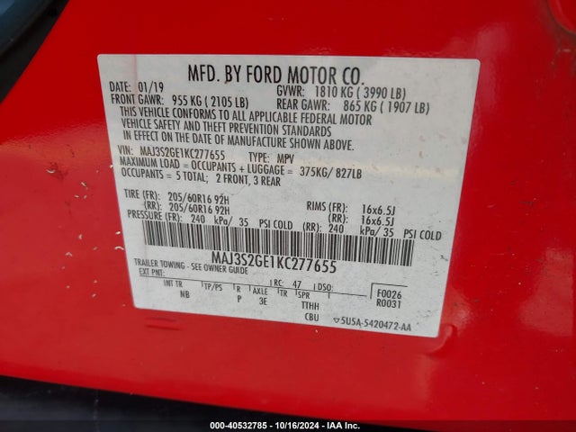 Ford Ecosport Se 2019 MAJ3S2GE1KC277655 Image 9