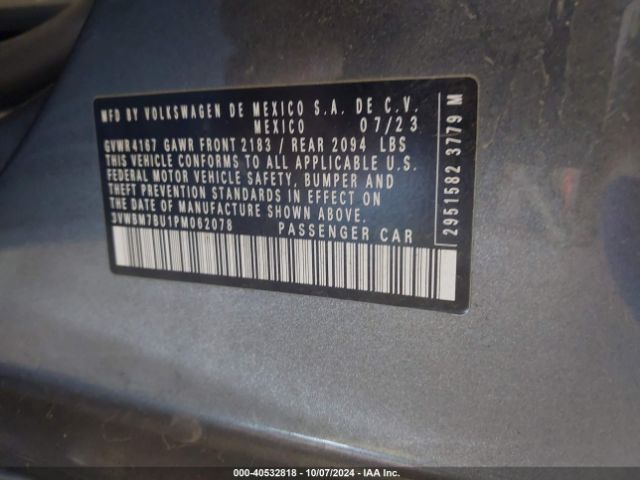 3VWBM7BU1PM062078 Volkswagen Jetta 1.5t Sport