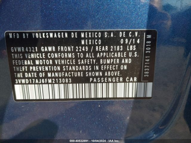 3VWD17AJ6FM213083 Volkswagen Jetta 1.8t Se