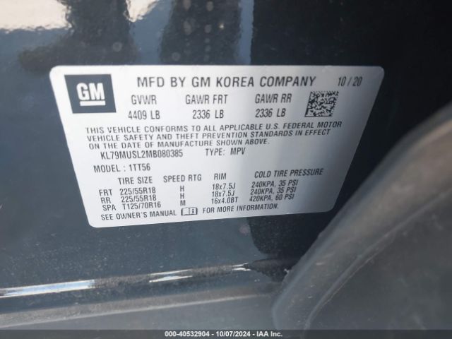 KL79MUSL2MB080385 Chevrolet Trailblazer Awd Rs