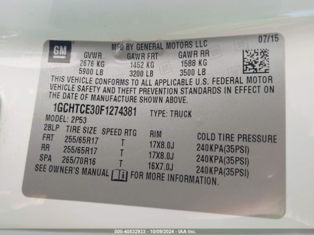 1GCHTCE30F1274381 Chevrolet Colorado Z71