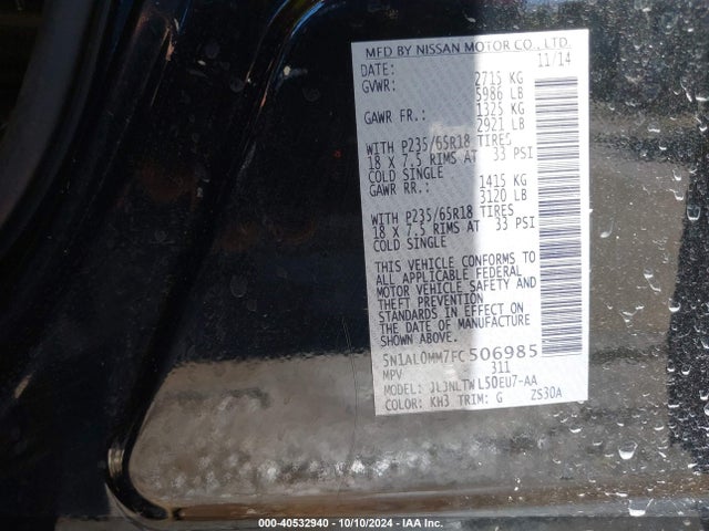 5N1AL0MM7FC506985 Infiniti QX60