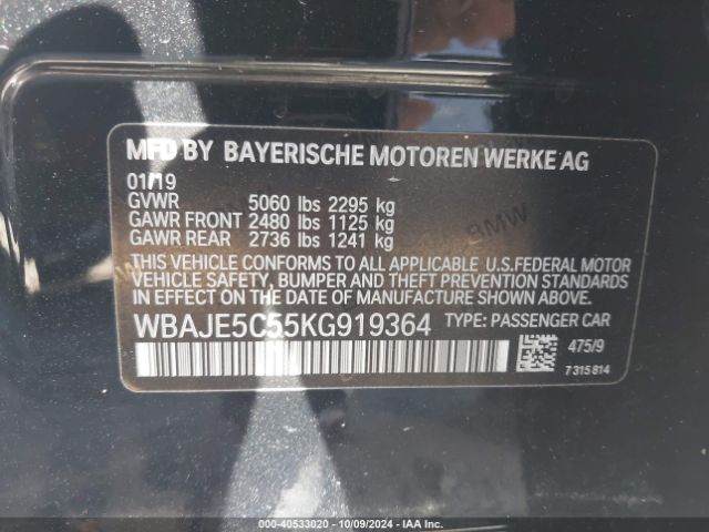 WBAJE5C55KG919364 BMW 540I
