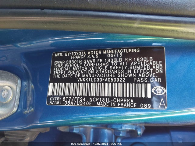 Toyota Yaris Se 2015 VNKKTUD30FA050922 Image 9