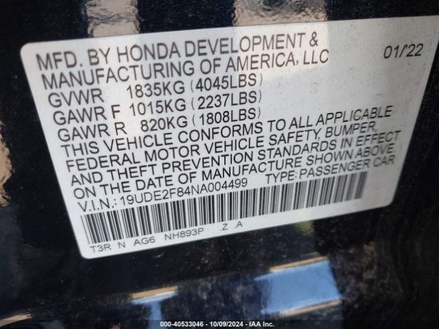19UDE2F84NA004499 Acura Ilx Premium   A-spec Packages/technology   A-spec Packages