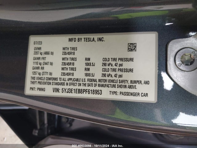 2023 TESLA MODEL 3 5YJ3E1EB8PF618953 Photo 8