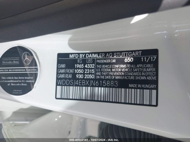 WDDSJ4EBXJN615883 Mercedes-Benz CLA 250