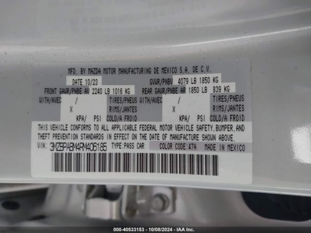 3MZBPABM4RM406185 Mazda Mazda3 2.5 S Select Sport