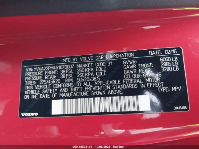 YV4A22PM4G1070007 Volvo Xc90 T6 R-design