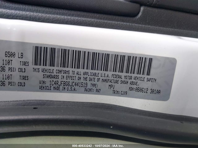 1C4RJFBG6JC441519 Jeep Grand Cherokee Limited 4x4