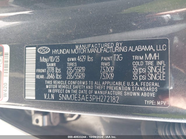 Hyundai Tucson Limited 2023 5NMJE3AE3PH272182 Image 9