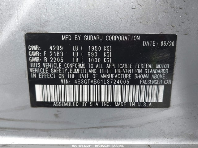 4S3GTAB61L3724005 Subaru Impreza 5-door