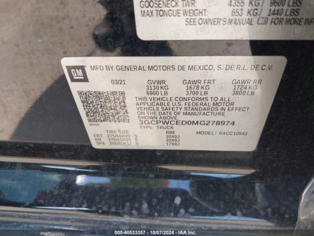 3GCPWCED0MG278974 Chevrolet Silverado 1500 2wd  Short Bed Lt