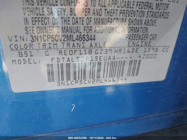 Nissan Kicks Sv Xtronic Cvt 2021 3N1CP5CV2ML466344 Image 9