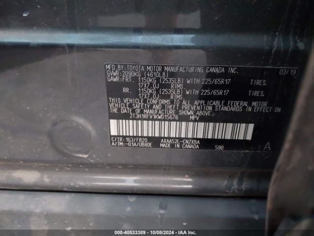 2T3H1RFV1KW015676 Toyota RAV4 LE