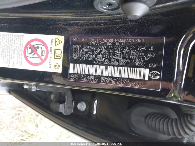 Lexus ES 350 2018 58ABK1GG5JU084990 Image 9