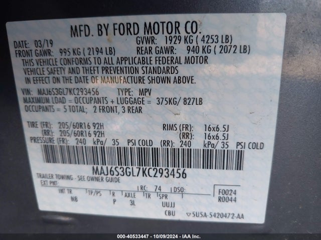 Ford Ecosport Se 2019 MAJ6S3GL7KC293456 Image 9