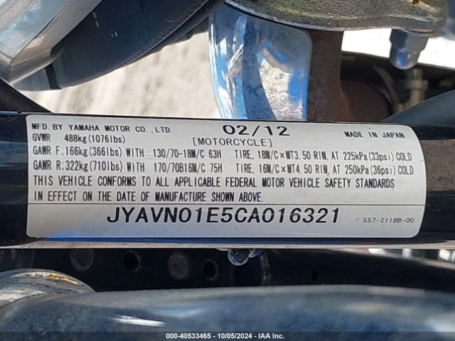 2012 YAMAHA XVS950 JYAVN01E5CA016321 Photo 9