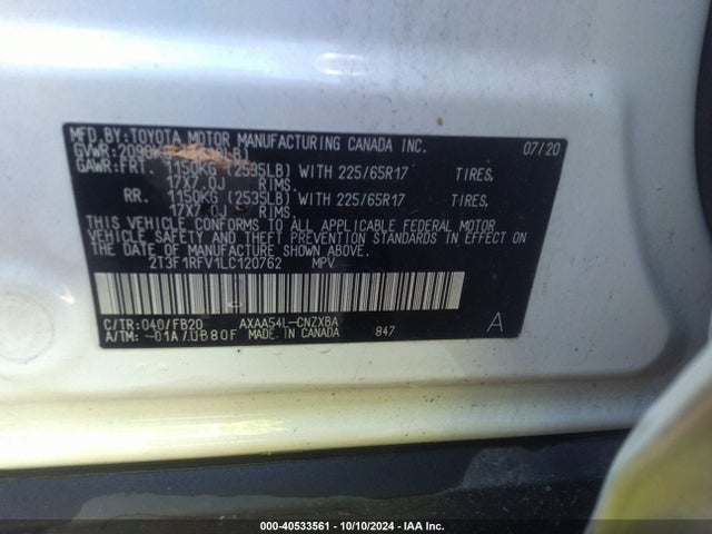 Toyota RAV4 LE 2020 2T3F1RFV1LC120762 Image 9