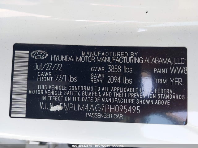 Hyundai ELANTRA SEL 2023 5NPLM4AG7PH095495 Image 9