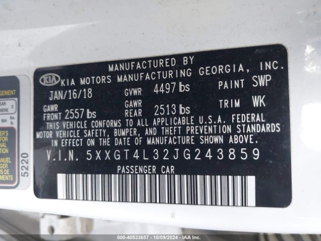 5XXGT4L32JG243859 KIA Optima S