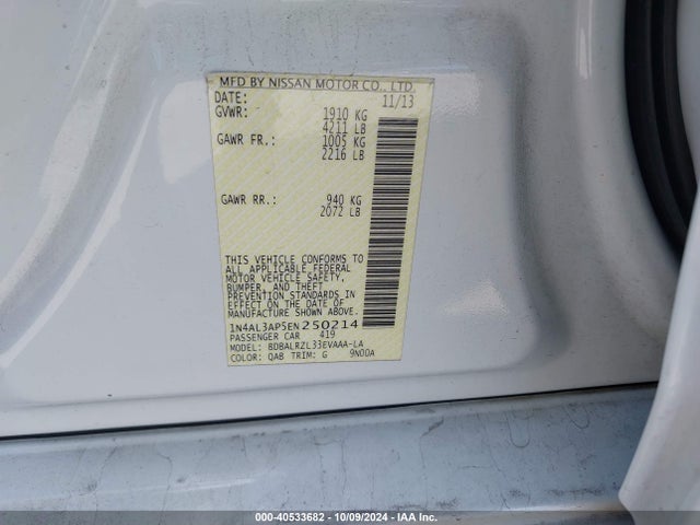 Nissan Altima 2.5 S 2014 1N4AL3AP5EN250214 Image 9
