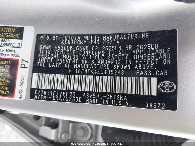 Toyota CAMRY SE 2014 4T1BF1FK4EU435248 Image 9