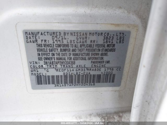 3N1AB7AP2HY204368 Nissan SENTRA S