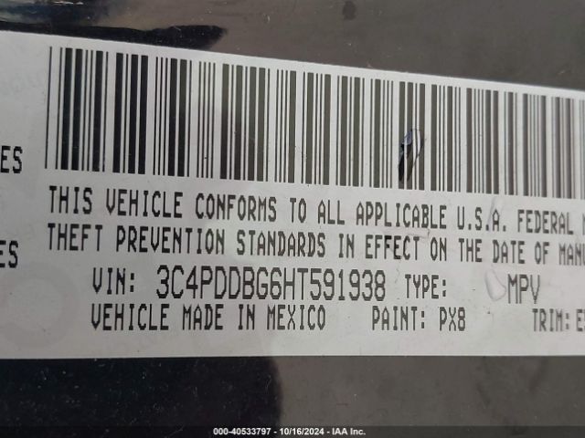 3C4PDDBG6HT591938 Dodge Journey Sxt Awd