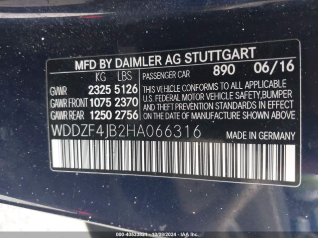 WDDZF4JB2HA066316 Mercedes-Benz E 300