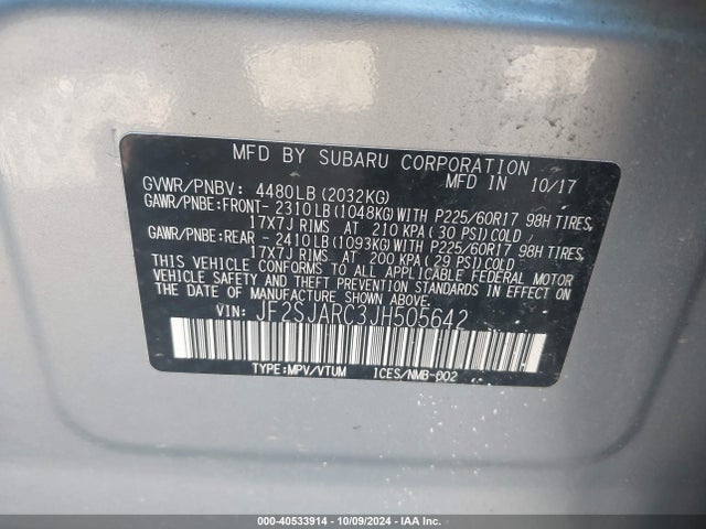 Subaru Forester 2.5i Limited 2018 JF2SJARC3JH505642 Image 9