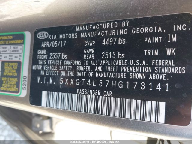 5XXGT4L37HG173141 KIA Optima Lx