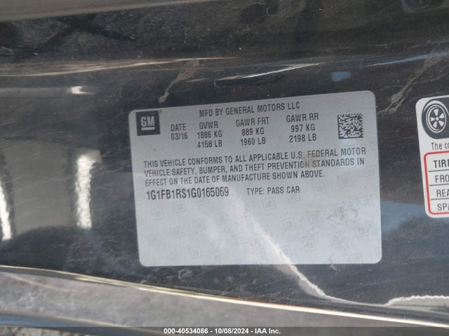 Chevrolet Camaro 1lt 2016 1G1FB1RS1G0165069 Image 9