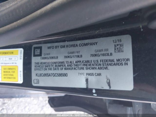 KL8CB6SA7GC586990 Chevrolet Spark Ls Cvt