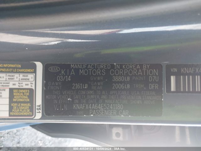 KNAFX4A64E5241180 KIA FORTE LX
