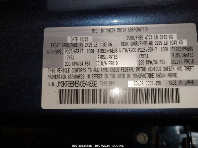 JM3KFBBM5N0544592 Mazda Cx-5 2.5 S Select