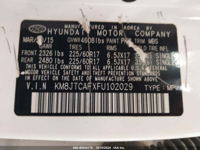 KM8JTCAFXFU102029 Hyundai TUCSON GLS